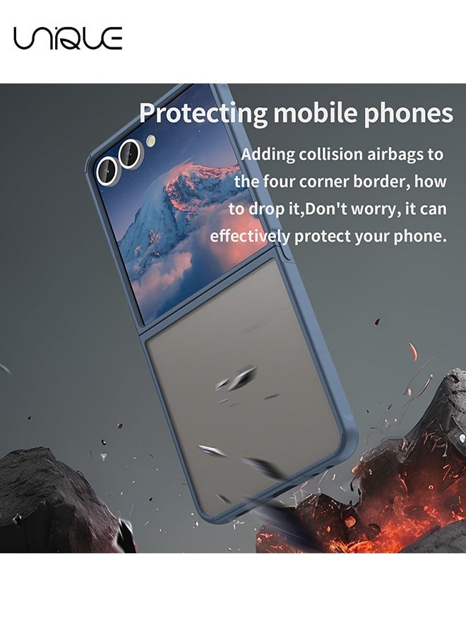Unique Compatible with Samsung Galaxy Z Flip 7 Case - Translucent Frosted Phone Case - PC Durable Phone Protector - TPU Shockproof Protective Case - Blue - Image 2